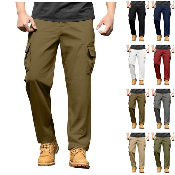 LIBRCLO Cargo Pants for Men Relaxed Fit Loose Casual Trousers with Multi Pockets Outdoor Straight Leg Workwear Pants