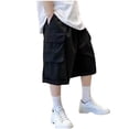 thumbnail image 1 of LIBRCLO Cargo Shorts for Boys Size 10 Years Elastic Waist Fashion Casual Quick Dry Shorts with Multiple Pockets Black, 1 of 5