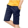 thumbnail image 1 of LIBRCLO Cargo Shorts for Boys Size 12 Years Elastic Waist Thin Quick Dry Stretch Summer Shorts with Multiple Pockets Navy, 1 of 8