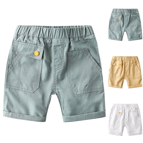 LIBRCLO Cargo Shorts for Boys Size 3 Years Elastic Waist Thin Breathable Durable Shorts with Pockets Green