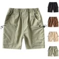 thumbnail image 1 of LIBRCLO Cargo Shorts for Boys Size 5 Years Elastic Waist Thin Breathable Durable Shorts with Multiple Pockets Green, 1 of 9