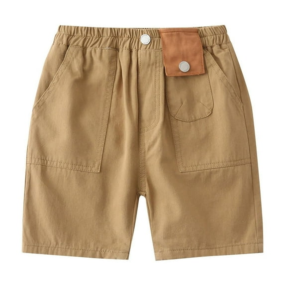 LIBRCLO Cargo Shorts for Boys Size 7 Years Elastic Waist Lightweight Breathable Durable Shorts with Pockets Khaki