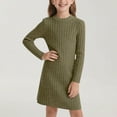 thumbnail image 1 of LIBRCLO Dresses for Girls Kids Casual Crew Neck Long Sleeve Princess Solid Color Comfy Midi Dress for Fall Winter, 1 of 8