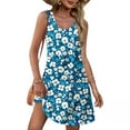 thumbnail image 1 of LIBRCLO Dresses for Women Crew Neck Sleeveless Loose Dresses Printing Vacation Summer Beach Mini Length Clothes, 1 of 6