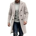 thumbnail image 1 of LIBRCLO Fall Winter Mens Double Breasted Woolen Coat Classic Lapel Trench Coat for Casual Wear Timeless Mid-Length Overcoat, 1 of 7