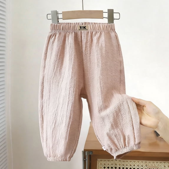 LIBRCLO Girls Boys Pants Size 1-2Y Mosquito-Repellent Elastic Bottom Summer Pants Casual Breathable Lightweight Kids Clothes