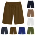 thumbnail image 1 of LIBRCLO Shorts for Men with Multiple Pockets Elastic Waist Drawstring Half Shorts Fashion Comfy Leisure Beach Solid Color Bottoms, 1 of 3