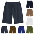 thumbnail image 1 of LIBRCLO Shorts for Men with Multiple Pockets Elastic Waist Drawstring Half Shorts Fashion Comfy Leisure Beach Solid Color Bottoms, 1 of 3