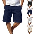 thumbnail image 1 of LIBRCLO Mens Shorts with Pockets Drawstring Elastic Waist Solid Color Half Shorts Sport Casual Breathable Bottoms, 1 of 5