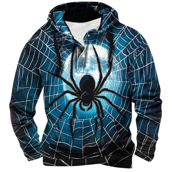 LIBRCLO Halloween Hoodies for Men Long Sleeve Hooded Graphic Sweatshirts with Zipper Pockets Pullover Hoodie