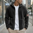 thumbnail image 1 of LIBRCLO Jacket for Men Fleece Comfortbale Zipper Warm Thick Coat with Pockets Solid Color Long Sleeved Outdoor Windproof Hooded Casual Outerwear for Fall Winter, 1 of 8