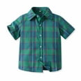 thumbnail image 1 of LIBRCLO Kids Button Down Shirts for Boys Size 5-6 Years Short Sleeve Plaid Shirts Casual Summer Beach Shirt Green, 1 of 8