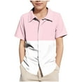 thumbnail image 1 of LIBRCLO Kids Button Down Shirts for Boys Size 7 Years Short Sleeve Summer Beach Shirts Casual Patchwork Color Shirt Pink, 1 of 7