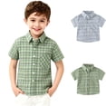 thumbnail image 1 of LIBRCLO Kids Button Down Shirts for Boys Size 7 Years with Pocket Short Sleeve Plaid Shirts Casual Fashion Shirt Green, 1 of 9