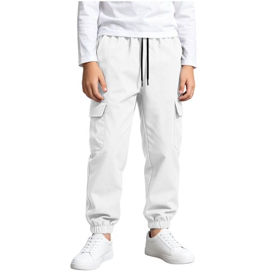 LIBRCLO Kids Cargo Sweatpants for Boys Casual Sports Pants Drawstring Elastic Bottom Sweatpants with Pockets Size 5 Years