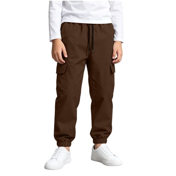 LIBRCLO Kids Cargo Sweatpants for Boys Casual Sports Pants Drawstring Elastic Bottom Sweatpants with Pockets Size 14 Years