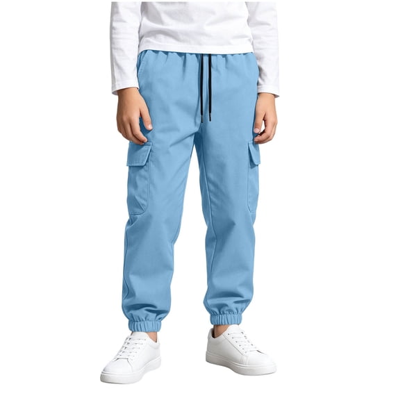 LIBRCLO Kids Cargo Sweatpants for Boys Casual Sports Pants Drawstring Elastic Bottom Sweatpants with Pockets Size 5 Years