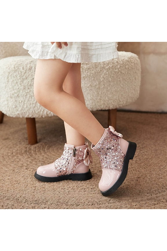 Kids Girls Boots Kids Ball Princess Ankle Boots Bow Girls Winter Boots Fashionable Leather Shoes Boots