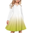 thumbnail image 1 of LIBRCLO Kids Girls Dresses Comfort Crew Neck Princess Long Sleeve Fashion Gradient Midi Dress for Fall Winter, 1 of 2
