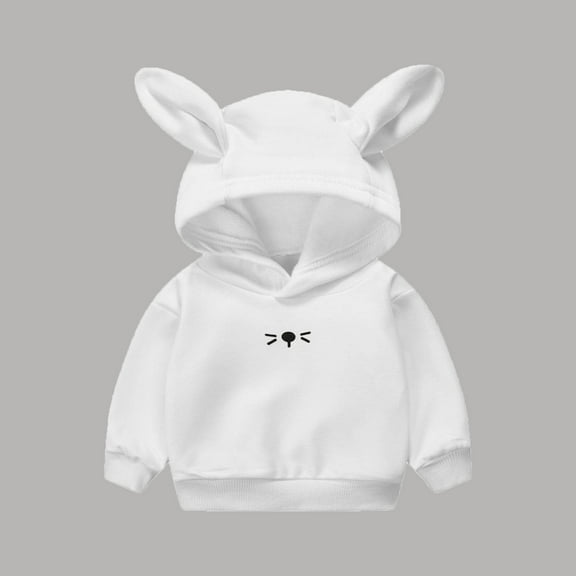 LIBRCLO Kids Hoodies with Bunny Ears, Long Sleeve Cute Pullover Printed Casual Top, Soft Comfort Sweatshirt for Girls