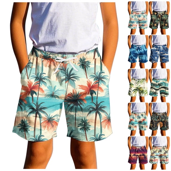 LIBRCLO Kids Boys Swim Trunks Quick Dry Shorts Boys Swim Trunks Summer Hawaiian Beach Board Shorts Casual Holiday Swimwear Bathing Suits Size 12 Years Light Blue