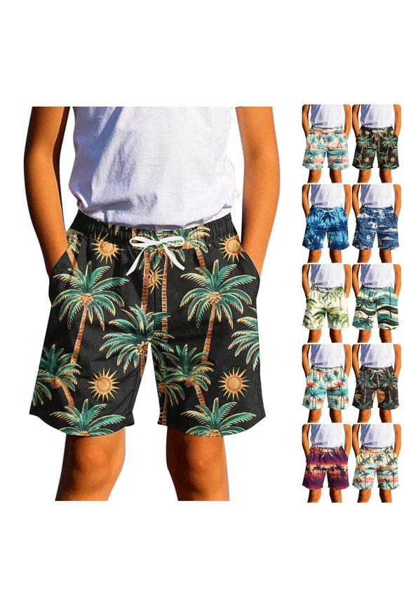 Kids Boys Swim Trunks Quick Dry Shorts Boys Swim Trunks Summer Hawaiian Beach Board Shorts Casual Holiday Swimwear Bathing Suits Size 8 Years Black
