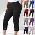 thumbnail image 1 of LIBRCLO Plus Size Leggings for Women, Slim Fit Capri Yoga Pants Casual Lace Tight Capris Black L, 1 of 7