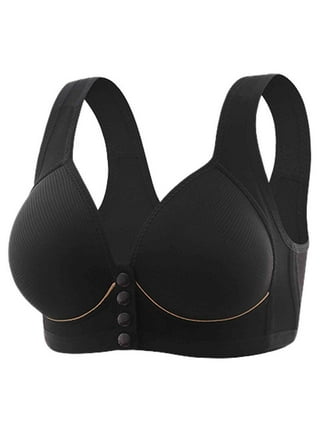  Comfortable Daisy Bra For Seniors,CharmFront Snap Closure  Cotton Bras Front Close Bras For Older Women No Wire Black 34