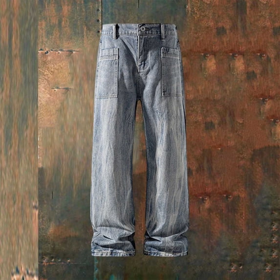 LIBRCLO Men's Jeans Relaxed Fit, Casual Straigh Leg Jeans Basic Classic Denim Pants with Pockets Size M