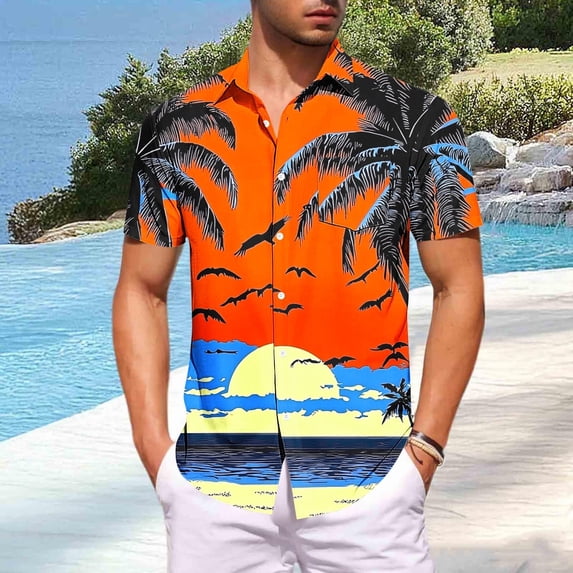 LIBRCLO Men's Short Sleeve Shirts Lightweight Comfort Fit Shirt Summer Beach Hawaiian Clothes