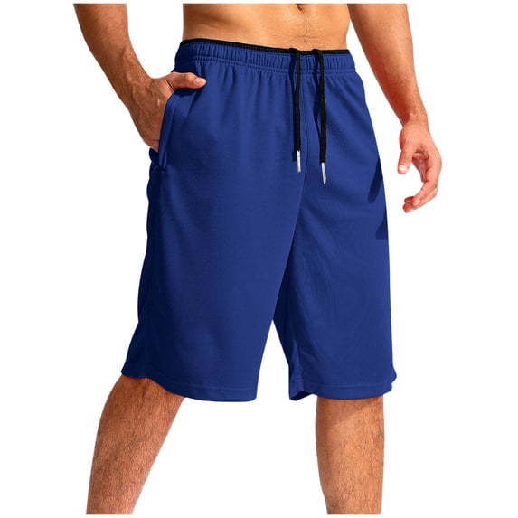 LIBRCLO Mens Athletic Shorts Quick Dry Elastic Waist Casual Workout Shorts Breathable Summer Lightweight Short Pants with Pockets Blue XL