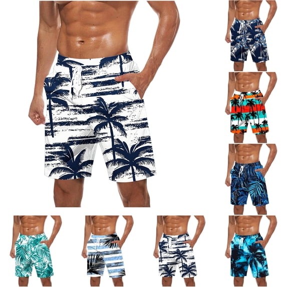 LIBRCLO Mens Beach Shorts Quick Dry Bathing Suits Hawaiian Print Swim Trunks Casual Lightweight Breathable Swimsuit Summer Athletic Board Shorts Black XL