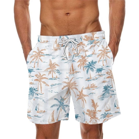 LIBRCLO Mens Beach Shorts Summer Hawaiian Prints Swim Trunks Quick Dry Board Shorts Swimwear Lightweight Bathing Suits Tropical Swimsuit with Pockets Multicolor M