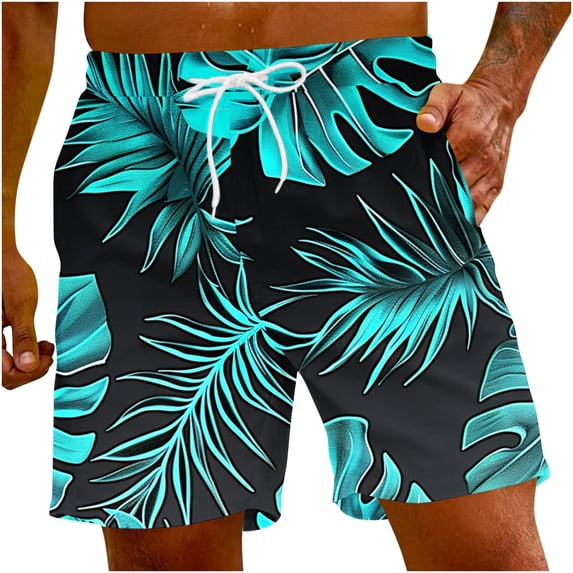 LIBRCLO Mens Board Shorts Swim Trunks with Pockets Lightweight Hawaiian Style Printing Bathing Suit Breathable Quick Dry Summer Beach Shorts Multicolor 3XL