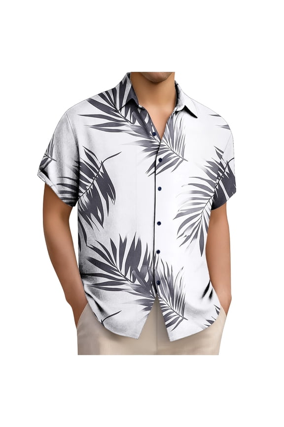 Mens Button Down Shirts Short Sleeve Fashion Hawaiian Style Printing Shirts Breathable Quick Dry Tops for Summer Tropical Beach