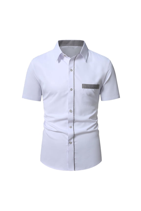 Mens Button Down Shirts with Pocket Short Sleeve Casual Shirts Fashion Regular Fit Tops for Summer Vacation
