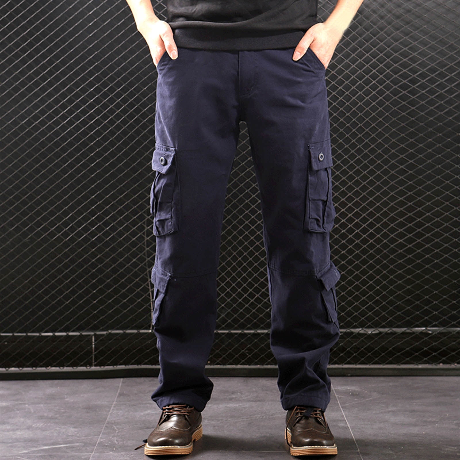 LIBRCLO Mens Cargo Pants Regular Fit Straight Leg Pants with Multiple ...