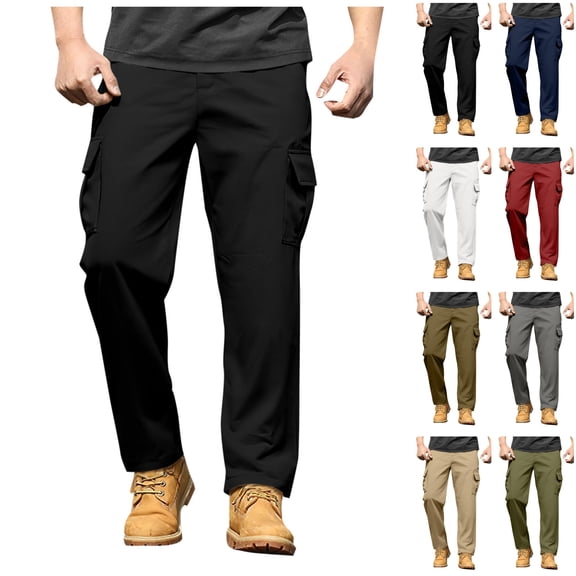 LIBRCLO Cargo Pants for Men Relaxed Fit Loose Casual Trousers with Multi Pockets Outdoor Straight Leg Workwear Pants