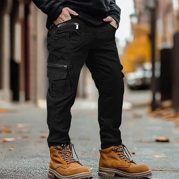 LIBRCLO Mens Cargo Pants Slim Fit Classic Pants with Multiple Pockets for Commuting To Work