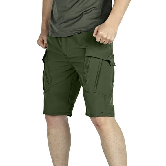 LIBRCLO Mens Cargo Shorts with Pockets Zipper Solid Color Casual Workwear Outdoor Hiking Shorts for Travel Fishing, Size M