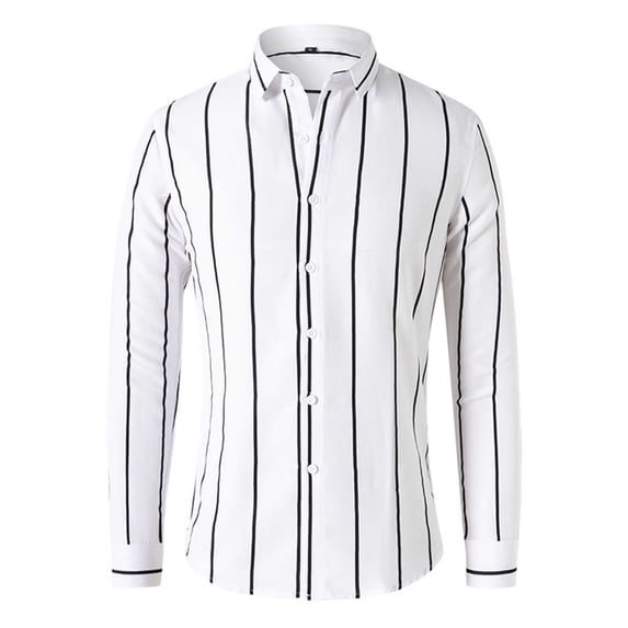 LIBRCLO Mens Casual Button Down Shirts Long Sleeve Personalized Striped Shirts Solid Color Business Tops