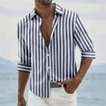 thumbnail image 1 of LIBRCLO Mens Casual Button Down Shirts Long Sleeve Striped Shirt Slim Fit Linen Shirts for Work Casual, 1 of 6
