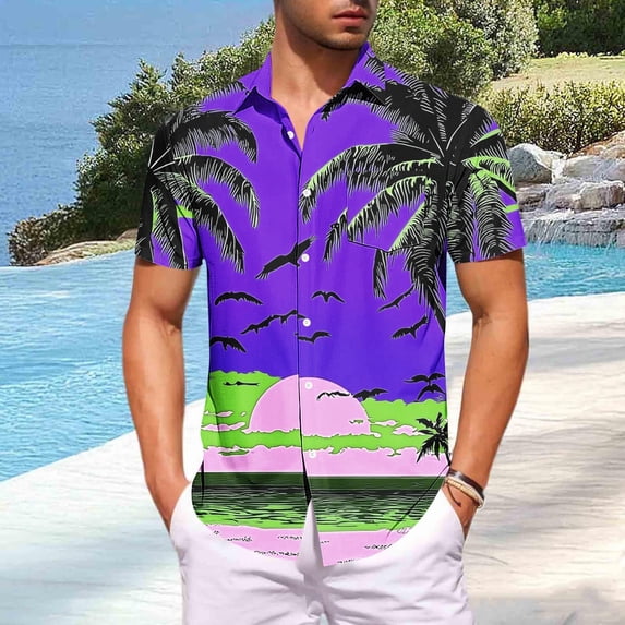 LIBRCLO Men's Short Sleeve Shirts Lightweight Comfort Fit Shirt Summer Beach Hawaiian Clothes