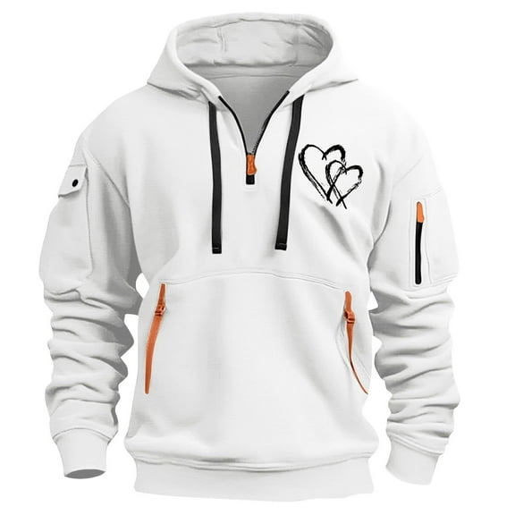 LIBRCLO Mens Hoodies Pullover Fashion Casual Front Pocket Drawstring Elastic Waist Printed Outdoor Fall Hooded Sweatshirt