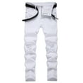 thumbnail image 1 of LIBRCLO Mens Jeans Slim Fit Straight Leg Ripped Jeans Fashion Personalized Solid Color Denim Pants with Pockets, 1 of 8