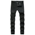 thumbnail image 1 of LIBRCLO Mens Jeans Slim Fit Straight Leg Ripped Jeans Fashion Personalized Solid Color Denim Pants with Pockets, 1 of 8