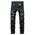 thumbnail image 1 of LIBRCLO Mens Jeans Straight Leg Slim Fit Ripped Jeans Personalized Fashion Casual Denim Pants with Pockets, 1 of 8