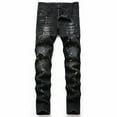 thumbnail image 1 of LIBRCLO Mens Jeans Straight Leg Slim Fit Ripped Jeans Personalized Fashion Casual Denim Pants with Pockets, 1 of 8