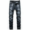 thumbnail image 1 of LIBRCLO Mens Jeans Straight Leg Slim Fit Ripped Jeans Personalized Fashion Casual Denim Pants with Pockets, 1 of 8