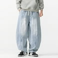 thumbnail image 1 of LIBRCLO Mens Jeans with Pockets Haren Straigh Leg Denim Pants Elastic Waist Drawstring Jeans Size XL, 1 of 8